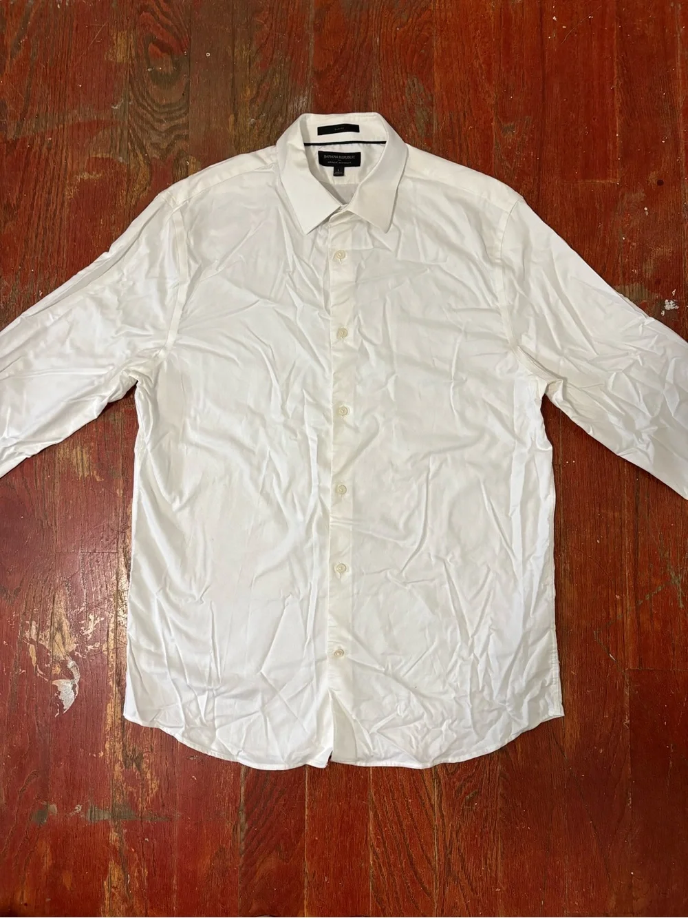 Banana Republic White Long-Sleeve Dress Shirt